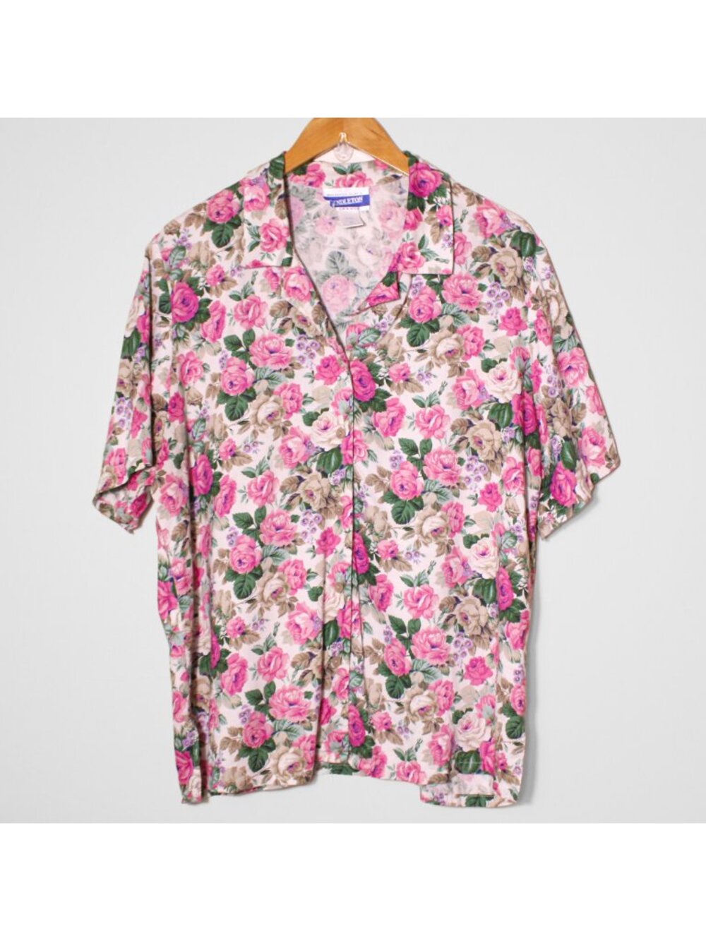 Vintage 90s Pendleton Botanical Floral Print Button Front Top Cottagecore Sz 16